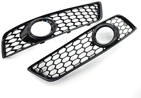 Nonuin Nebelscheinwerfer Abdeckungen Für A-UDI A3 8P 2009-2013 8P0807682D Glänzend/Chrom Auto Kühlergrill Wabengitter Abdeckung Mesh Grill Nebelscheinwerfer Gitterabdeckung (Color : Glossy Black)