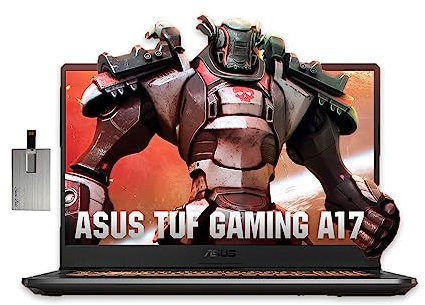 ASUS 2023 TUF A17 17.3 144Hz FHD Gaming Laptop, AMD Ryzen 5 4600H, 16GB RAM, 512GB PCIe SSD, NVIDIA GeForce GTX 1650, RGB Backlit Keyboard, Win 11, Black, 32GB Snowbell USB Card