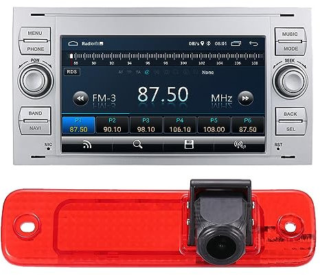 HD Rückfahrsystem Rückfahrkamera Bremslicht Bremsleuchte passend Mit Winkel verstellen kompatibel mit Ford C-Max/Fusion/Mondeo/Focus/Connect/Galaxy/S-Max/Fiesta/Kuga/Transit+GPS Navigator