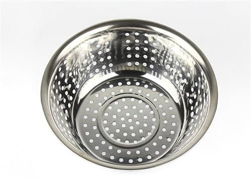 EGGPOD Mesh Strainers Big Hole Stainless Steel Washing Mesh Vegetable Fruits Round Dry Basin Thick Basket Strainer Colander Tools For Kichen Sieve Food Strainer (Color : 28cm)