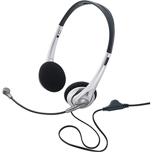 Renkforce On Ear Headset kabelgebunden Stereo Schwarz, Silber Lautstärkeregelung Computer