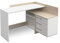 habeig Eck-Schreibtisch, Schreibtisch, Sonoma Eiche, weiß, Computertisch, Eckschreibtisch, PC-Tisch, Modern, 129x106x83cm (LxTxB) #881
