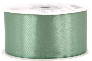 Satinband 38mm x 25m Rolle - FARBAUSWAHL in 3/6/12/18/25/38/50/75/100mm - farbecht & waschbar - Schleifenband für Hochzeit - Geschenkband zum Verpacken Dekorieren Basteln - Eukalyptus 509
