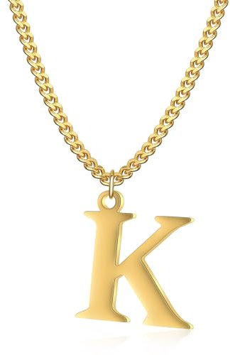 Symretie Goldkette mit Buchstaben K,14K Gold Vergoldet Initial Halskette,Edelstahl Kette mit K,Gold kettenanhänger kette für Damen Mädchen