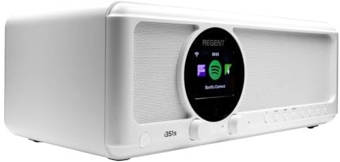 Ferguson Regent i351S – Internetradio WLAN, DAB+ Radio mit Bluetooth, Spotify Connect, Farbdisplay, Dual Alarm, Fernbedienungs-App, einzigartige Bluetooth-Sender Two Way BT (Weiß)