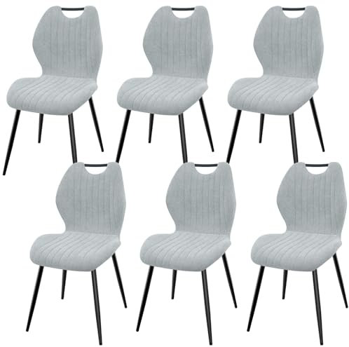 LEWE Esszimmerstühle 6er Set, Küchenstühle Wohnzimmerstuhl Polsterstuhl mit Metallbeine,Stuhl mit Stoff-Rückenlehne, Stühle für Esszimmer Wohnzimmer Küche