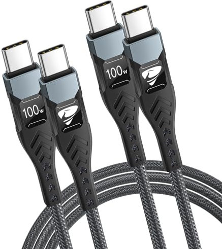 USB C auf USB C Kabel, 100W 5A Schnellladekabel USB C [1M/2Pack] USB Typ C Kabel Usbc to Usbc Handy Ladekabel für iPhone 15 16 Pro Max/Plus iPad Pro/Air MacBook Pro Samsung Galaxy S23 S22 Ultra S24