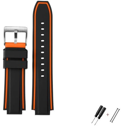 JUANZD Neue Silikon-Gummi-Wachband-Streifen-Riemen kompatibel mit Timex E-Tide-Kompass T2N720 T2N721 TW2T76300 TW2T76500 T45601 Konvex 16 mm(18)