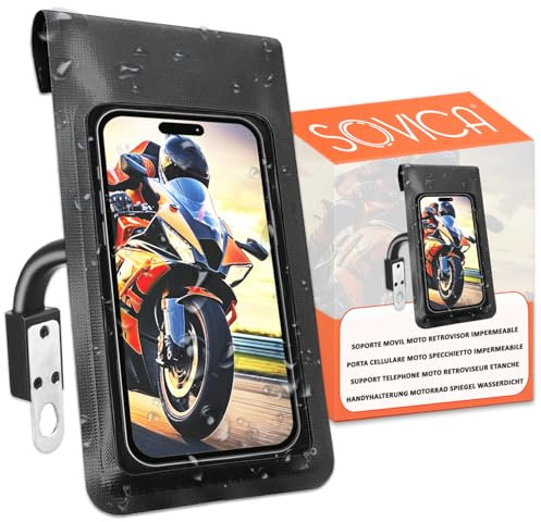 Porta cellulare scooter impermeabile custodia completamente impermeabile compatibile con smartphone fino a 7,5 con finestra posteriore Fissaggio infrangibile e sicuro allo specchietto retrovisore