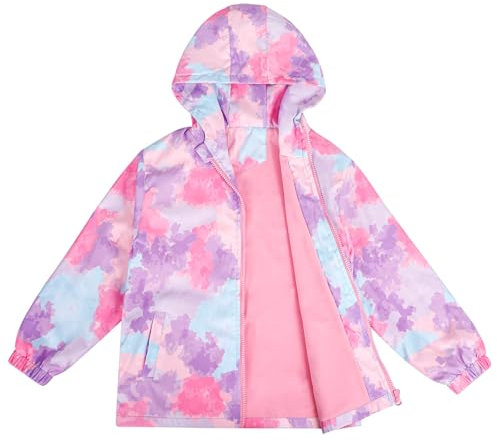 LACOFIA Veste Imperméable Enfant Filles avec Doublure Polaire Veste Chaud Coupe Vent à Capuche Blouson de Pluie Automne/Hiver pour Enfant Multicolore 5-6 ans