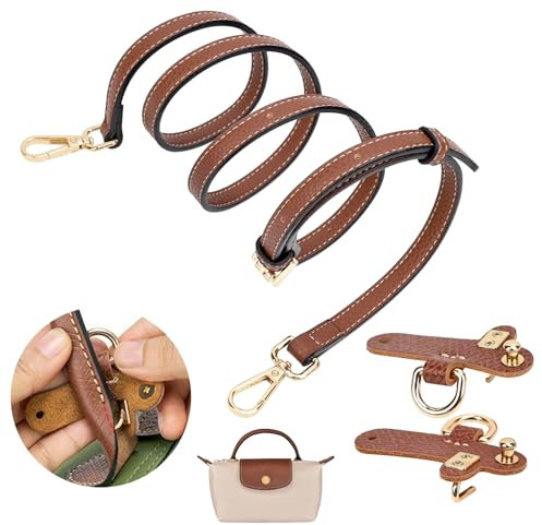 GADITIEK Verstellbarer Schultergurt aus Leder für Longchamp Damen-Taschen - Stärker und fällt nicht ab für Longchamp Mini Bag Straps und Taschengurt Verlängerung - Breite: 1,2 cm (Braun)