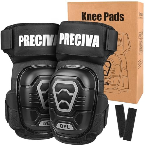 Preciva Rodilleras de trabajo, rodilleras profesionales para trabajo, con acolchado de gel cómodo y correas ajustables, para jardinería y trabajos de construcción