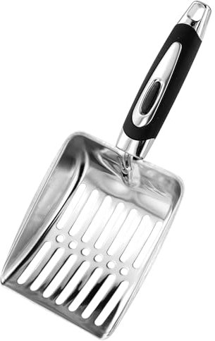 Paletta per lettiera gatto, 25.2×10.8cm Paletta Lettiera Gatto in Metallo, Acciaio inox Paletta Lettiera Gatto con manico in plastica, setaccio per cacca Per gatti cani conigli criceti e altri animali