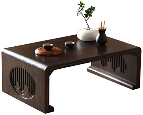 BGFYUSF Couchtisch Beistelltisch Erkerfenster Niedriger Tisch Vintage， Tatami-Tisch， Geeignet für Balkon， Wohnzimmer und Schlafzimmer，Brownb-50x40x30cm