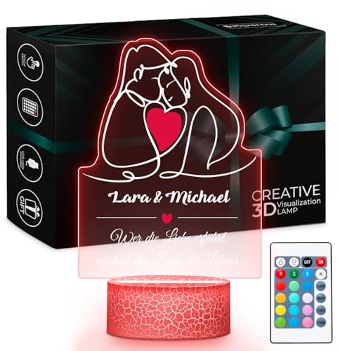 Maverton LED-Lampe, Jahrestag Geschenk, Hochzeitsgeschenk, Deko Wohnzimm | Digitaler Bilderrahmen, Lichtsockel mit USB-Kabel, Romantik Paar Geschenke, Personalisierte Geschenke Frauen und Männer