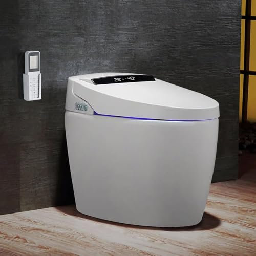 Homary Smart Toilet with Built-in Bidet, Auto Open/Close Lid Heated Seat Toilet, Auto Flush, LED Display, Foot Sensor – Tankless One-Piece Bathroom Bidet