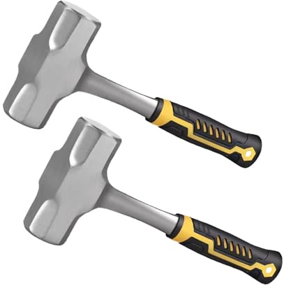 CHUENHEI 2 Stück 2000g Fäustel Hammer, 310mm Lang 2kg Vorschlaghammer mit Gummigriff, Sledge Hammer Abbruchhammer für Camping, Abbrucharbeiten, Pfahlschlagen, Betonbrechen