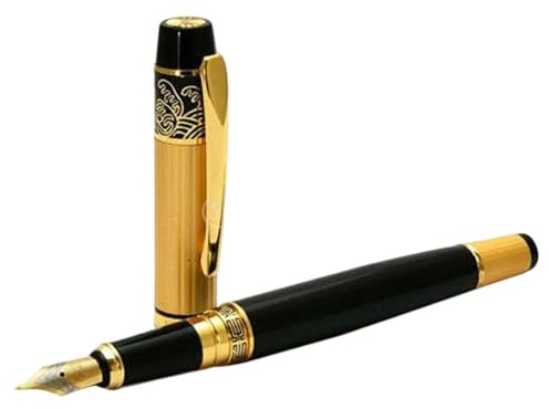 Penna stilografica in acciaio inossidabile con stantuffo per professionisti, studenti e pratica di calligrafia quotidiana, penna stilografica in metallo