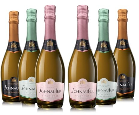 Schnaufer Sekt Geschenkset 6er Mix – Rosé, Riesling & Chardonnay – Familienkellerei seit 1918 aus Baden-Württemberg – Perfekt für Hochzeit, Silvester & Weihnachten (6 x 0,75L)