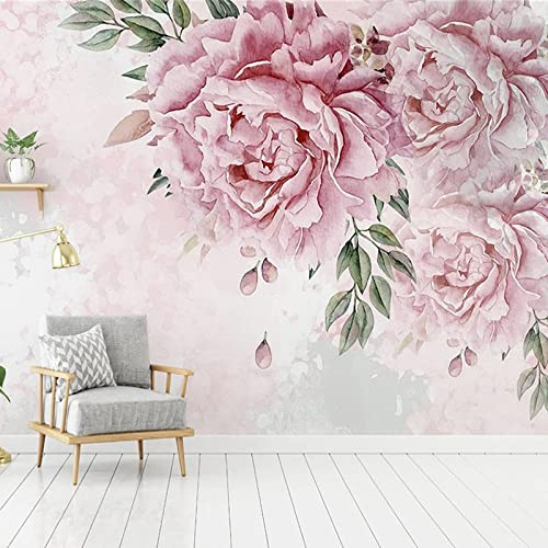 FYRHLH Wall Mural Pink Flowers 3D Wallpaper Mural Wallpaper Non-Woven Photo Wall Art Murals for Living Room Bedroom Tv Office Restaurant Murals Home Decoration 400cm×280cm