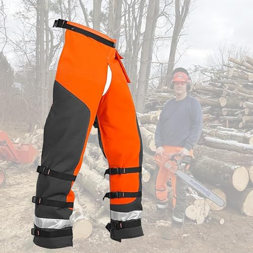 Pounjsd Pantaloni protettivi per Motosega a 9 Strati, Pantaloni Antitaglio per Motosega con Grembiule Protettivo e Gambali Regolabili, Chaps, grembiule di sicurezza per Taglio e Registrazione, L