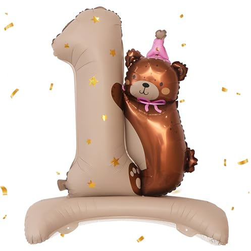 Luftballon Bär 1, Bär Geburtstagsdeko 1 Jahr Mädchen Junge, Deko Kindergeburtstag 1 Jahre Bären, Helium Ballon 1. Geburtstag, Luftballons Tiere, Luftballons Deko 1. Geburtstag Mädchen Junge