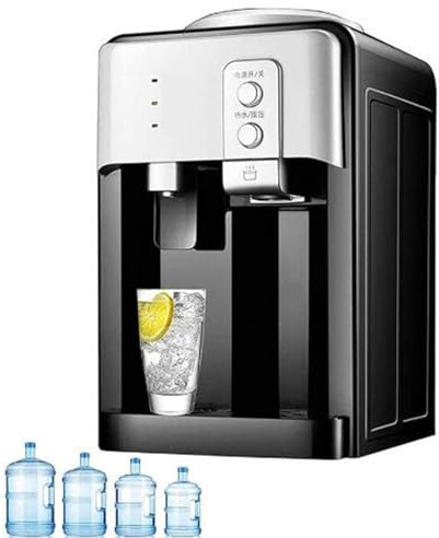 Dispensador enfriador de agua de carga superior con máquina de hielo - Agua fría y caliente para hogar, oficina y dormitorio, dispensador eléctrico de encimera