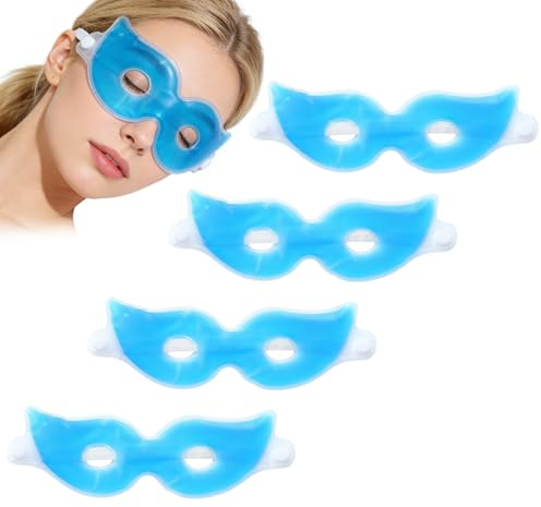 4 Stück Augenmaske Kühlend Set – Wiederverwendbare Kühlmaske Augen, Gel Kühlende Augenmaske Mit Warm/Kalt Therapie, Kühlpads Augen Gegen Geschwollene,Augenringe & Migräne
