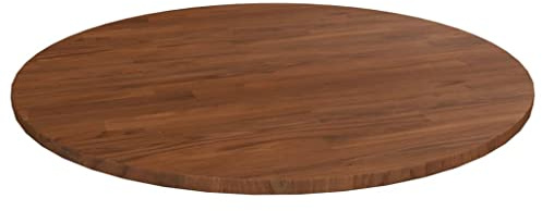 Mhdvray Runde Tischplatte aus massivem Eichenholz Dunkelbraun 90 cm Durchmesser 1,5 cm Stärke behandelte Oberfläche rustikales Design für Esstisch Küche Wohnzimmer Büro