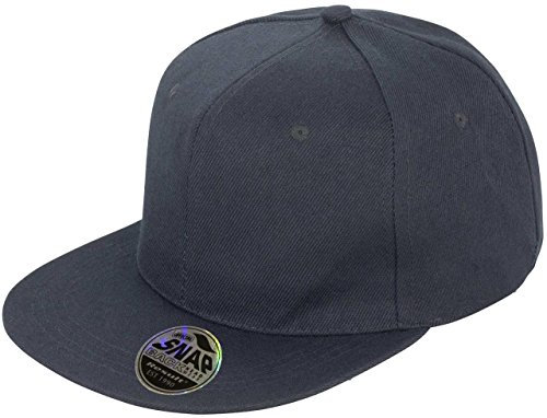 Result Core Bronx Original Flat Peak Slapback Cap verstellbar Hip Hop Bboy Hat Gr. Einheitsgröße, Schwarz