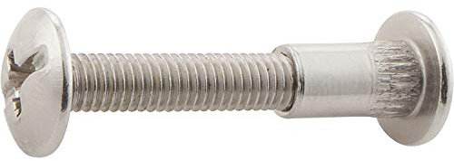 VASALAT VAS150 Verbindungsschraube-M 6, Kreuzschlitz, ø8, 30-40, Zink vernickelt Inhalt: 10 Stück, Silber, Holzstärke 30-35 mm