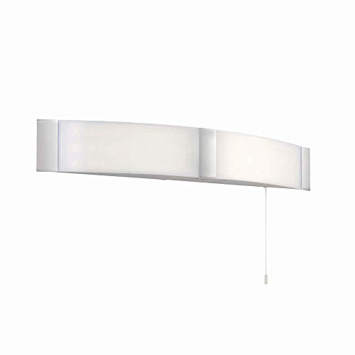 Opal & Chrome Curved IP44 LED Bathroom Shaver Wall Light with Pull Cord Switch