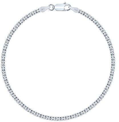 PLANETYS - Bismarck kette Armband 925 Sterling Silber rhodiniert 2.4 mm Breite Längen: 21 cm