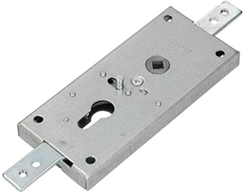 KOTARBAU® Serrure de garage 60 mm en acier - Cylindre profilé pour portail battant - Verrou de portail - Fermeture de garage - Argent
