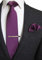 JEMYGINS Cravate violet Homme en Soie et Pinces à cravate Carre de poche Set(7)