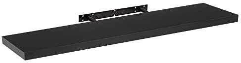 LOLAhome Estante de Pared Flotante de Madera MDF Negro Decorativo,Balda de Pared,De 23x120 cm para Salón, Cocina, Oficina, Dormitorio,Resistente