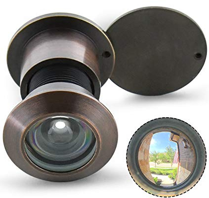 Earl Diamond - Solid Brass Door Viewer Peephole, 220-Degree Security Peephole with Heavy Duty Rotating Privacy Cover for 1-21/32 to 2-1/8 Doors for Home Office Hotel - Oil Rubbed Bronze Finish
