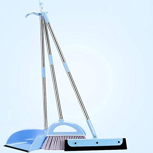 DSJJ RdP 3 Balai Balayette Ensemble, Poteaux en acier for la maison SweepinBroom et balayette avec une longue poignée télescopique Porte-poussière vertical et brosse pouces poignée, Set de nettoyage f