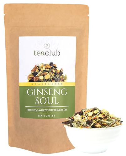 Tisane en vrac 500 g, mélange fruité de tisane avec ginseng, ginseng, citronnelle, betterave rouge, racine de réglisse, TeaClub Ginseng Soul, herbes