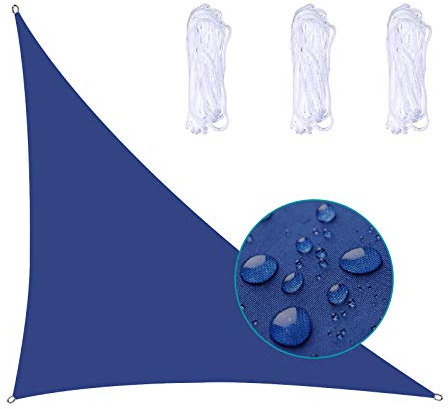 Sonnensegel Wasserdicht 3X4X5m Sonnenschutz Segeltuch 95% Beschattung UV Schutz Wetterschutz Wasserabweisend Windschutz & Tear Resistant Sonnenschutz Für Garten Terrasse Schwimmbad, Dunkelblau