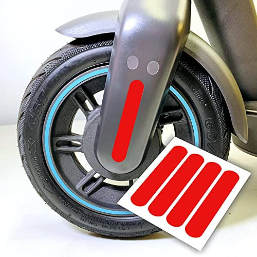 4 Aufkleber - Ovale Streifen geeignet für Segway Ninebot Max g30d E-Scooter (Rot Reflektierend)