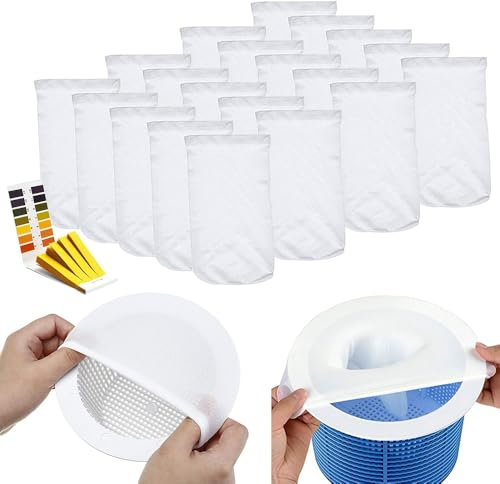 MEISHANG 21PCS Pool Skimmer Socks,Perfekte Filterschoner Zum Schutz Ihrer Filter,Schwimmbad Skimmer Filter Sieb Netz,Skimmerkorb Netz,Skimmer Socken Gross,Schwimmbad Skimmer Socken,Skimmer Netz