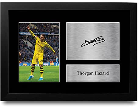 HWC Trading FR A4 Thorgan Hazard Borussia Dortmund Geschenke Gedrucktes Signiertes Autogramm Foto für Fußball Anhänger and Fans - A4 Framed