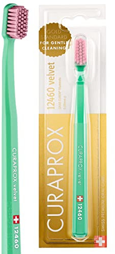 Curaprox CS 12460 Velvet Soft Zahnbürste – Pflege Für Empfindliches Zahnfleisch | Ultrasanfte Reinigung Mit 12.460 Filamenten | Einzelpackung, Hellgrün-pink
