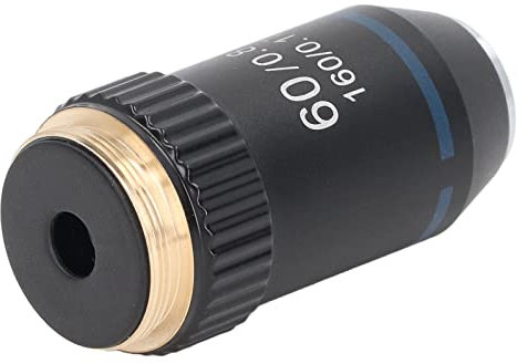 High Power Microscope Lens, 60X Spring Device Brass Achromatic Objective for Biology
