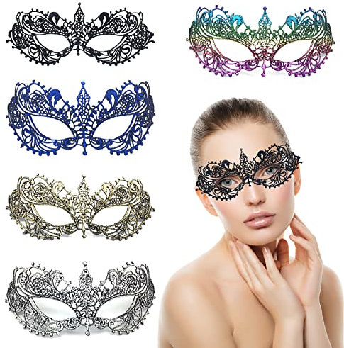 PFLYPF 5 stück spitze prom masken. Maskerade-Masken, Spitzen-Augenmasken, mysteriöse Augenmasken, Maskerade-Masken, sexy Masken, geeignet für Maskerade-Bekleidungszubehör, Karnevalsmaskentänze.