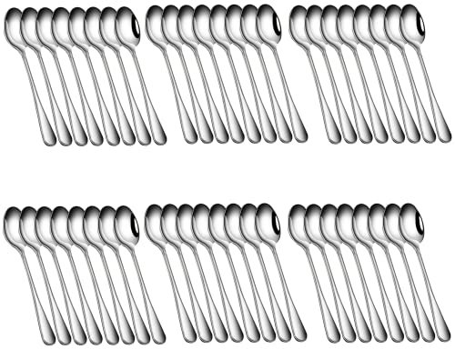 AURSTORE BASA Cuillère à café en acier inoxydable, passe au lave-vaisselle - Longueur de la cuillère (4,72)(12 cm) (Lot de 48)