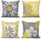 ASDCXZ Gelb Kissenbezug 50x50 cm 4er Set, Nordeuropa Modern Blumen Gelb Grau Sofa Dekokissen Kissenbezüge Kissenhülle Waschbar Polyester Leinen Textil Polster Kopfkissenbezug Kissen Bezug