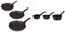 KAMBERG 0008019 Manche Amovible, Fonte d'Aluminium, Revêtement type pierre, Tous feux dont induction, Sans PFOA, Poêles 20/24 / 28 cm, Lot de 3 & 0008038 - Set 3 Casseroles 16/18 / 20 cm
