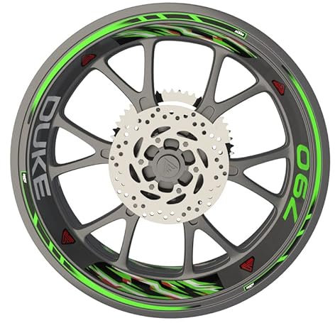 KTM 790 Duke Premium Qualität Felgenrandaufkleber Felgenband Felgenband Sticker Set für Motorrad KTM 790 Duke (Aufkleber für 2 Felgen) (Neongrün)